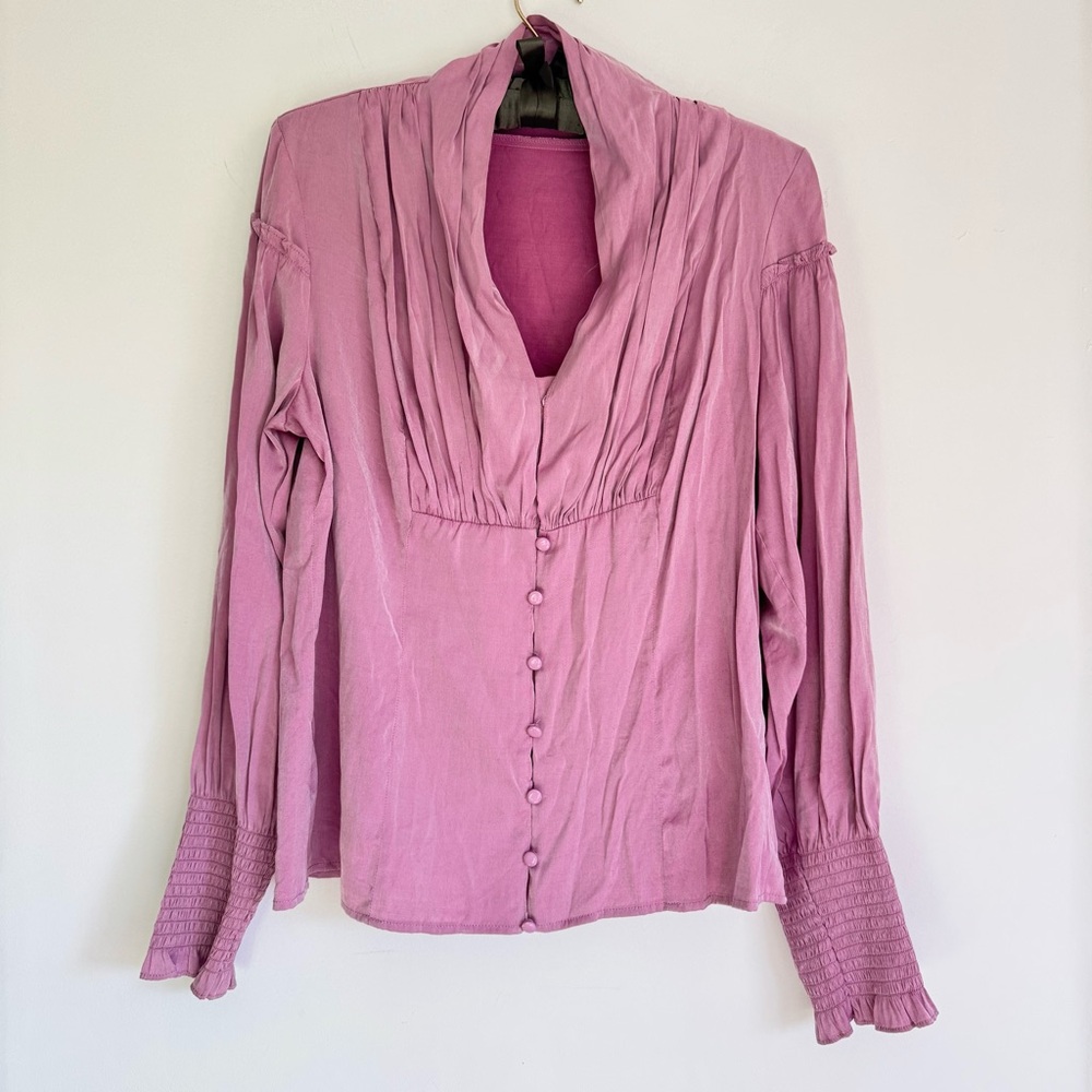 SCARLET DARKNESS Women Renaissance Retro Shirt Lantern Sleeves Top Size L Purple